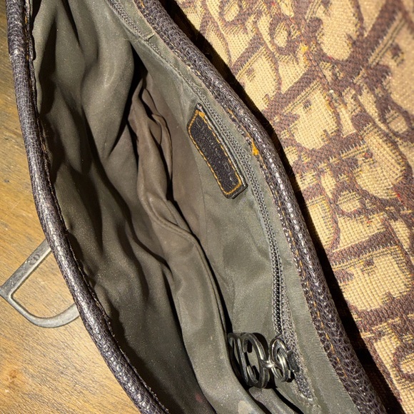 2000 Vintage Christian Dior Oblique Saddle Bag in brown canvas with leather trim - Picture 8 of 16